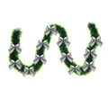 2m dark green Christmas tinsel garland with white tips and decorative silver bows - 12 Silver Bows Style