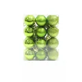Set of 24 pieces 3cm green plastic Christmas baubles with glossy matte glitter finishes - Set of 24 / Army Green