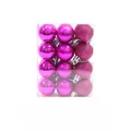 24-piece set of 3cm magenta Christmas ball ornaments in shiny, matte, and glitter finishes. - Set of 24 / Rose Red