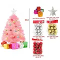 60 cm Rosa Mini-Weihnachtsbaum-Set mit Baumspitze, 36 Kugeln und 6 dekorativen Geschenkboxen. - 60cm Baum Mit Ornamenten Ohne Lichter