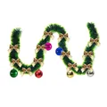 2m green Christmas tinsel garland with gold bows and colorful ball ornaments - 6 Colorful Balls + 12 Gold Bows Style