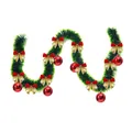Dark green 2m Christmas garland with festive red and gold bows and round ornaments - Style with 6 Red Balls and 12 Gold-Red Bows