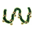 2m dark green Christmas tinsel garland featuring gold bows and shiny gold baubles - Style with 6 Gold Balls and 6 Gold Bows