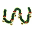 Decorative 2m dark green Christmas tinsel garland with red bows and gold baubles - Style with 6 Gold Balls and 6 Gold-Red Bows