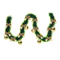 2m Christmas green tinsel garland decorated with golden bows and shiny baubles - Style with 6 Gold Balls and 12 Gold Bows