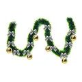 2m dark green Christmas tinsel garland featuring silver bows and shiny gold ornaments - Style with 6 Gold Balls and 12 Silver Bows