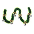 2m Christmas dark green tinsel garland with shiny gold bows and silver ornaments - Style with 6 Silver Balls and 6 Gold Bows