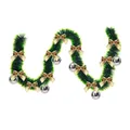 2m Christmas tinsel garland in dark green with snow-tipped ends, gold bows and silver balls - Style with 6 Silver Balls and 12 Gold Bows