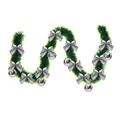 2m Christmas green tinsel garland with silver bows and ornaments for tree decoration - Style with 6 Silver Balls and 12 Silver Bows