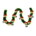 2m Christmas dark green tinsel garland with red gold bows and silver ball ornaments - Style with 6 Silver Balls and 12 Gold-Red Bows