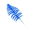 Close-up detail of a blue glittery artificial fern leaf for Christmas tree decoration - 10 Pieces Pack / Blue