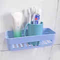 Panier de rangement mural pour salle de bain en plastique egouttoir cuisine organisateur - Emballage en sac OPP + emballage en carton / Bleu Nordique Rectangulaire