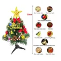 A 30cm tabletop Christmas tree kit featuring a star topper, red bows, and LED lights - Ornament Kit with Warm White Light String / 30CM Height / Green