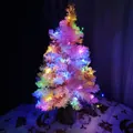 Mini pink flocked desktop Christmas tree with vibrant multi-color LED string lights - Christmas Lights / 60CM / Pink