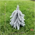 Mini flocked cedar Christmas tree with realistic snow effect, 17x12cm desktop decor - Small (17cm/75g) / White Green