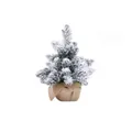 Mini sapin de Noël floqué avec base en toile de jute pour bureau - Vert Floqué / 30cm / Vert