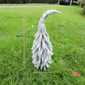 36cm Mini beflockter weißer PE Weihnachtsbaum Dekoration mit einem 12cm Holzsockel - Gebogen Groß (36cm/220g) / Weiß-Grün