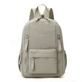 Grey nylon casual multi-functional small backpack for women and men daily commute bag. - Khaki