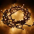 Warm white 3m 40 LED Christmas fairy string lights detail showing cozy glowing effect. - Warm White