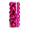Set of 24 fuchsia Christmas ball ornaments in clear tube with shiny and matte finishes - Set of 24 / Rose Red