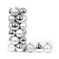 Set of 24 silver Christmas ball ornaments in mixed finishes for tree decor - Set of 24 / Silver