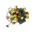 Colorful Christmas cube string lights with 8-function controller on a white background. - Gold Edge Style