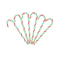 Set of six red and green striped acrylic Christmas candy cane ornaments for decor - Set of 6 / Red White Green Style