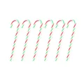 Decorative set of six red green and white striped acrylic Christmas candy cane ornaments - Single Pack / Red Green and White