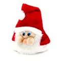 Detalle del gorro de Papá Noel de felpa con una cara linda y barba blanca - Estilo Cara de Papá Noel