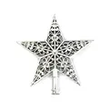 Détail rapproché de l'étoile de sommet de sapin de Noël argentée aux motifs évidés - 15cm 25g / Argent