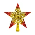 Élégante étoile de sommet de sapin de Noël dorée et rouge avec des motifs ajourés - Rouge Or