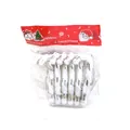 Set aus sechs silber-weiß gestreiften Zuckerstangen-Weihnachtsbaum-Anhängern - 6 Stück/Packung / Silber 7x3cm
