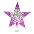 Vue détaillée d'une étoile de cime de sapin de Noël violette ajourée et brillante - 20cm 56g / Rose Argenté