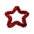 Shiny red tinsel star decoration, 33cm festive hanging ornament for indoor Christmas DIY - Red