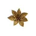 Nahaufnahme der goldenen Glitzer-Kunstblume für die festliche Weihnachtsbaumdekoration - 9cm / Gold