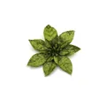 Detailaufnahme einer grünen Glitzer-Kunstblume für festliche Weihnachtsbaumdekoration - 15cm / Armeegrün