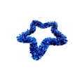 Detail of 33cm blue tinsel star wreath for festive indoor Christmas DIY decoration. - Blue