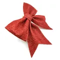 Detailansicht einer roten Glitzerschleife für Weihnachtsbaum und DIY-Bastelarbeiten - 25*27cm (Größe 3) / Rot