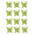 Detailed view of 12 light green glitter butterfly Christmas tree ornaments for DIY decor. - 7cm / Fruit Green (12 Pieces/Pack)