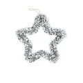 Detailed view of 33cm silver tinsel star Christmas wreath for holiday home decoration - Silver