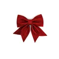 Detailansicht einer leuchtend roten Glitzer-Weihnachtsschleife mit klassischem Design. - 16*17cm (Größe 5) / Rot