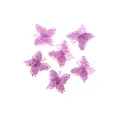 Close-up detail of purple glitter PVC butterfly ornaments for Christmas tree decoration - Light Purple