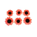 Macro view of six small handmade wooden sunflowers for DIY Christmas craft decoration - 10 Pieces/Pack / Red