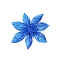 Nahaufnahme einer blauen Glitzer-Kunstblume für festliche Weihnachtsbaumdekorationen - 15cm / Saphirblau