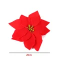 Detail shot of a 20cm artificial red Poinsettia flower for Christmas tree decoration. - Red