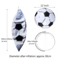 Inflatable soccer pattern beach ball showing deflated 14 inch and inflated 12 inch size - Black & White Soccer / Diameter 30cm
