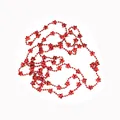 Red Christmas beaded garland with shiny star ornaments for holiday tree decoration - Pentagram