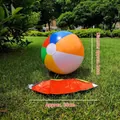 Detailed view of 30cm colorful beach ball showing inflated diameter and deflated length - Diameter approx 24cm / 14"