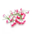 Detailed view of mini pink foam mushrooms on wires for micro landscape garden decor - Rose Red