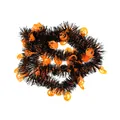 Black and orange Halloween tinsel garland featuring festive pumpkin cutouts decorations - Pumpkin Style